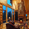 large windows in log house